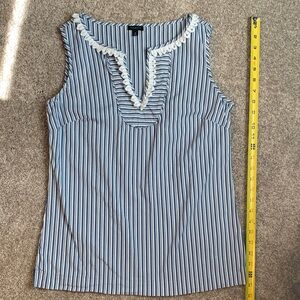 Talbots Blue/White Striped Sleeveless Top with Lace Trim Nautical Patriot Size 6